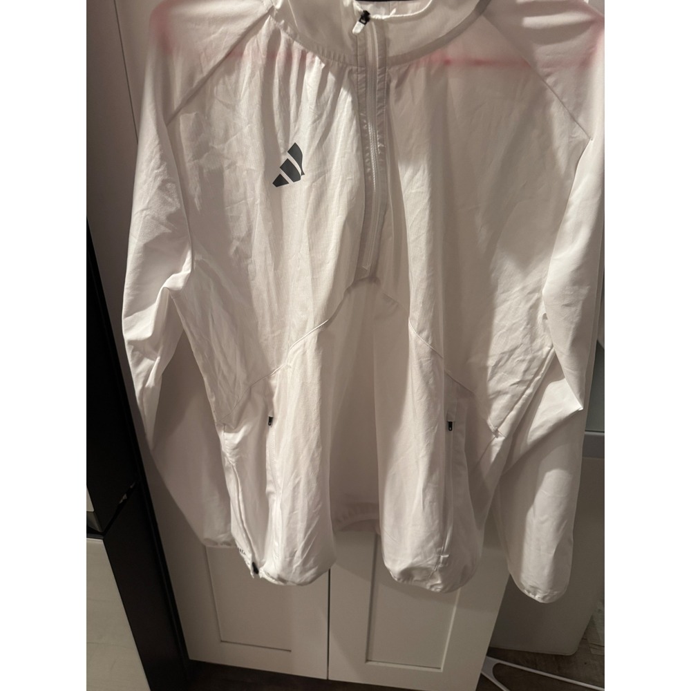 Adidas AEROREADY White Lightweight Quarter Zip Jacket Men's Athletic Size S